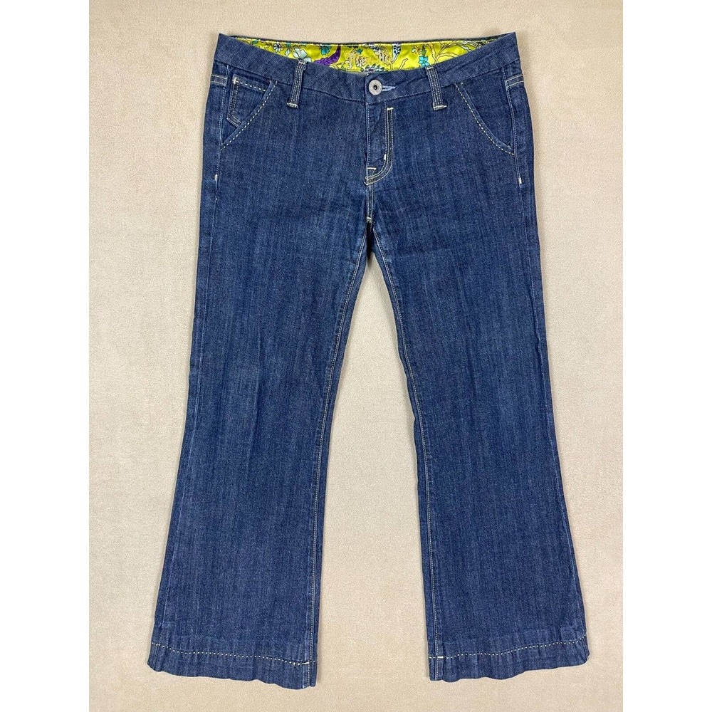 Miss Meβ Flare Leg Jeans Womens 29 Low Rise Stretch Regular Fit Blue Denim
